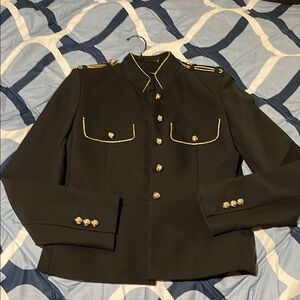 Black Military Style Jacket with Gold Accents